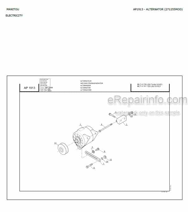 Photo 4 - Manitou MLT630 MLT634 MLT731 Turbo LSU SD E3 Parts Catalog Telescopic Handler