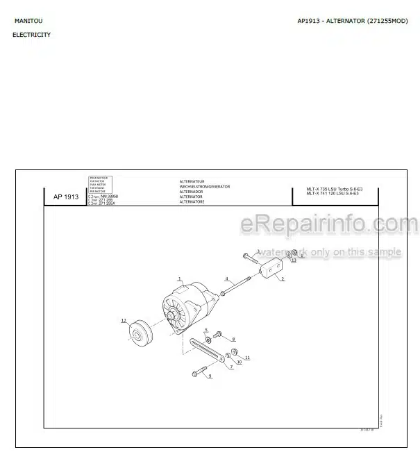 Photo 4 - Manitou MLT630 MLT634 MLT731 Turbo LSU SD E3 Parts Catalog Telescopic Handler