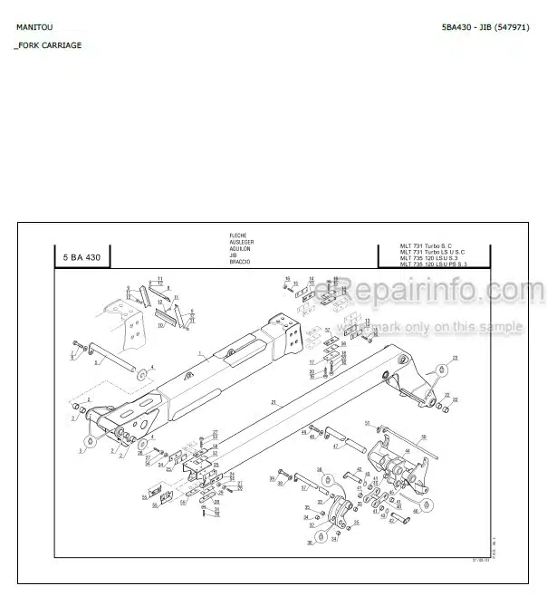 Photo 4 - Manitou MLT630 MLT731 MLT634 MLT634-120LSU Turbo LSU SC E2 Parts Catalog Telescopic Handler
