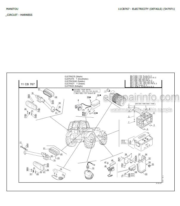 Photo 6 - Manitou MLT630 MLT731 MLT634 MLT634-120LSU Turbo LSU SC E2 Parts Catalog Telescopic Handler