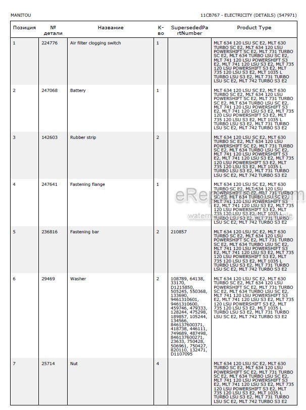 Photo 5 - Manitou MLT630 MLT731 MLT634 MLT634-120LSU Turbo LSU SC E2 Parts Catalog Telescopic Handler