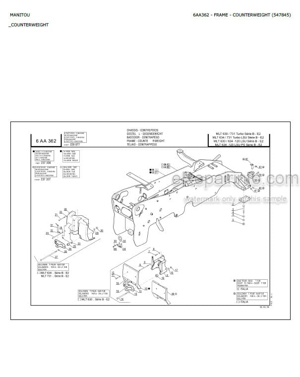 Photo 11 - Manitou MLT630 MLT731 MLT634 MLT630-120LSU MLT634-120LSU MT732 MT932 Turbo LSU PS Serie B-E2 Parts Catalog Telescopic Handler