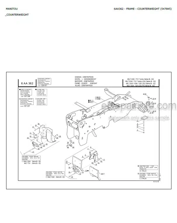 Photo 5 - Manitou MLT630 MLT731 MLT634 MLT630-120LSU MLT634-120LSU MT732 MT932 Turbo LSU PS Serie B-E2 Parts Catalog Telescopic Handler