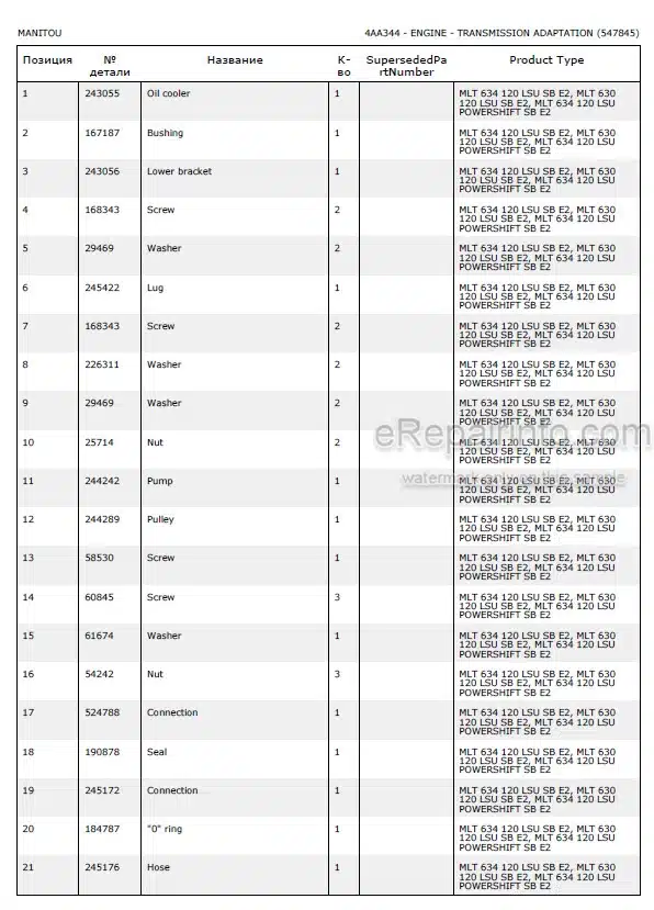 Photo 5 - Manitou MLT630 MLT731 MLT634 MLT731 MLT630-120 MLT634-120 MT732 MT932 LSU PS SB E2 Parts Catalog Telescopic Handler