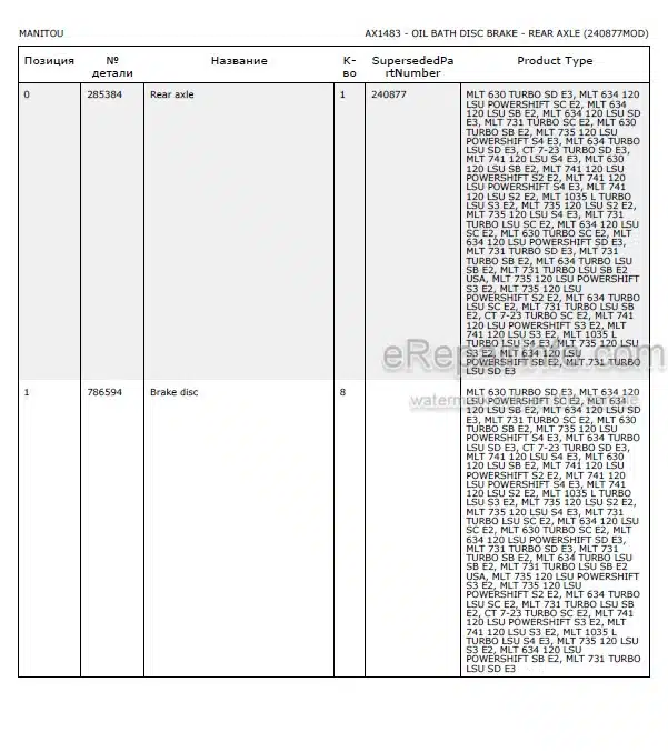 Photo 5 - Manitou MLT634-120LSU MLT735-120LSU MLT741-120LSU PS S4 E3 Parts Catalog Telescopic Handler
