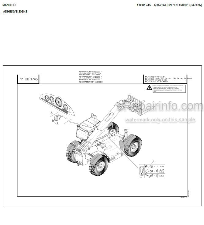 Photo 3 - Manitou MLT634-120 MLT732-100D MLT741-100 MLT735-120 MLT741-120 MLT-X732 MLT-X735T MLT-X735-120LSU MLT-X741-120LSU MLT-X1035L S6-E3 Parts Catalog Telescopic Handler