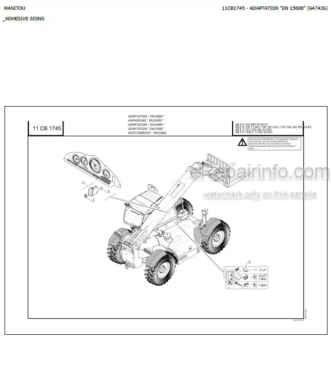 Photo 7 - Manitou MLT634-120LSU MLT735-120LSU MLT741-120LSU PS S4 E3 Parts Catalog Telescopic Handler