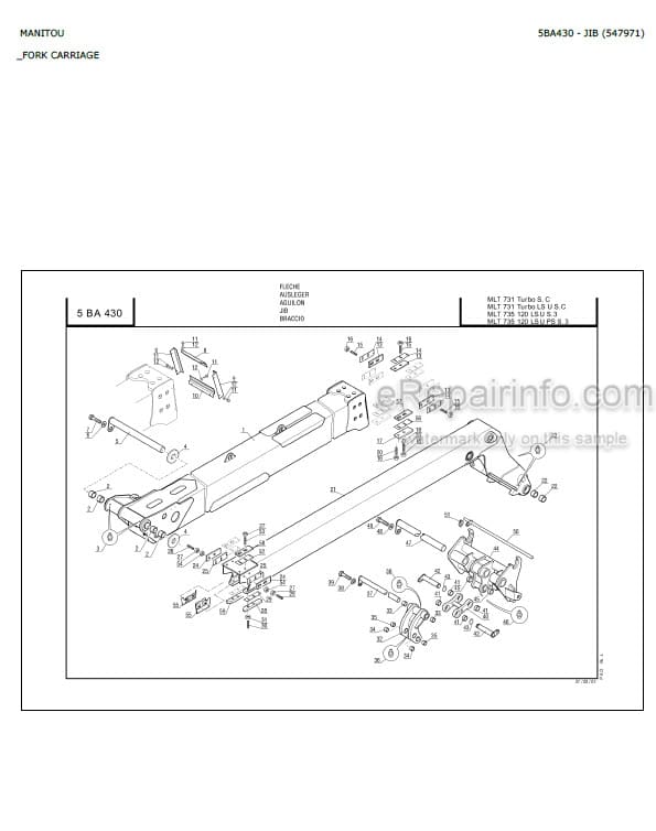 Photo 4 - Manitou MLT630 MLT634 MLT731 MLT634-120LSU Turbo SC Parts Catalog Telescopic Handler