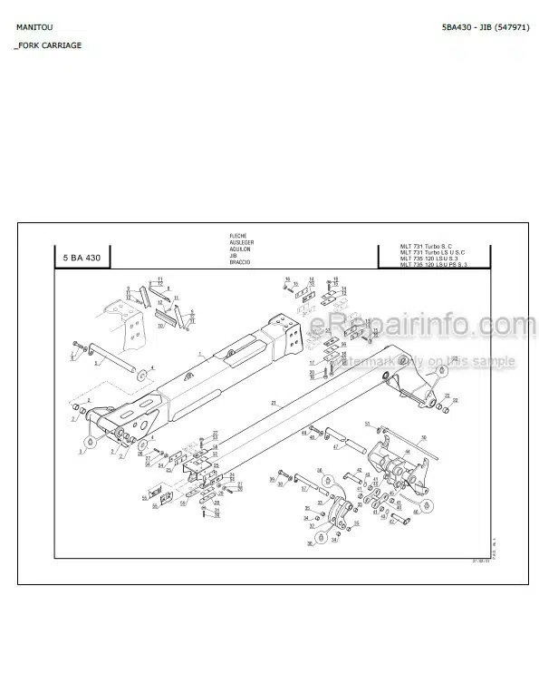 Photo 4 - Manitou MLT630 MLT634 MLT731 MLT634-120LSU Turbo SC Parts Catalog Telescopic Handler