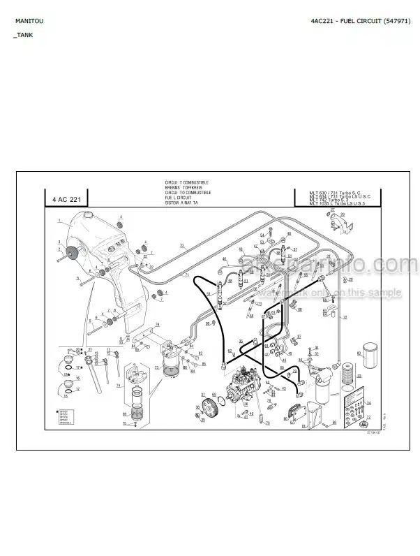 Photo 7 - Manitou MLT630 MLT634 MLT731 MLT634-120LSU Turbo SC Parts Catalog Telescopic Handler