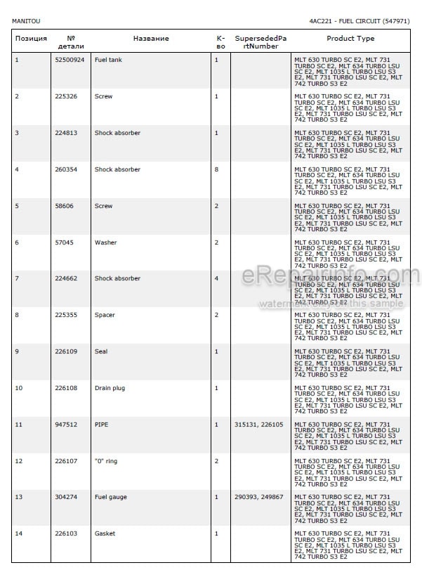 Photo 5 - Manitou MLT630 MLT634 MLT731 MLT634-120LSU Turbo SC Parts Catalog Telescopic Handler