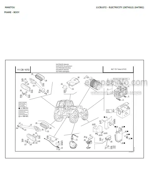 Photo 1 - Manitou MLT634 MLT634-120 MLT731 Turbo SF E3 Parts Catalogue Telescopic Handler