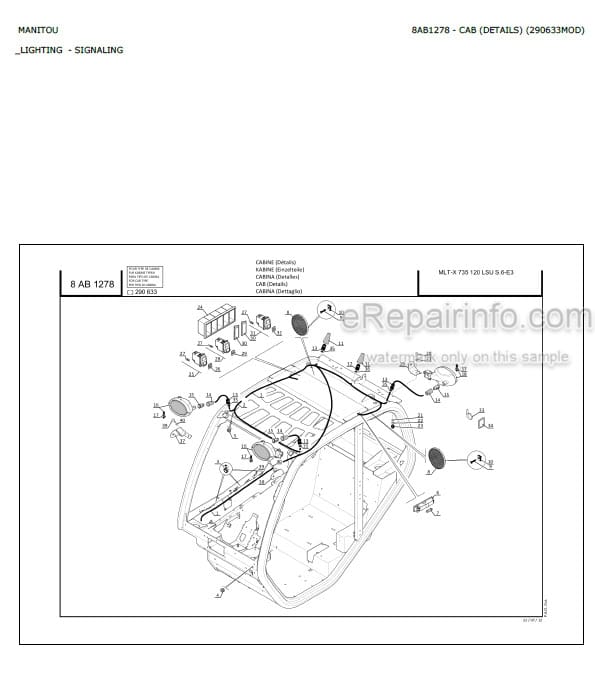 Photo 3 - Manitou MLT634 MLT634-120 MLT731 Turbo SF E3 Parts Catalogue Telescopic Handler