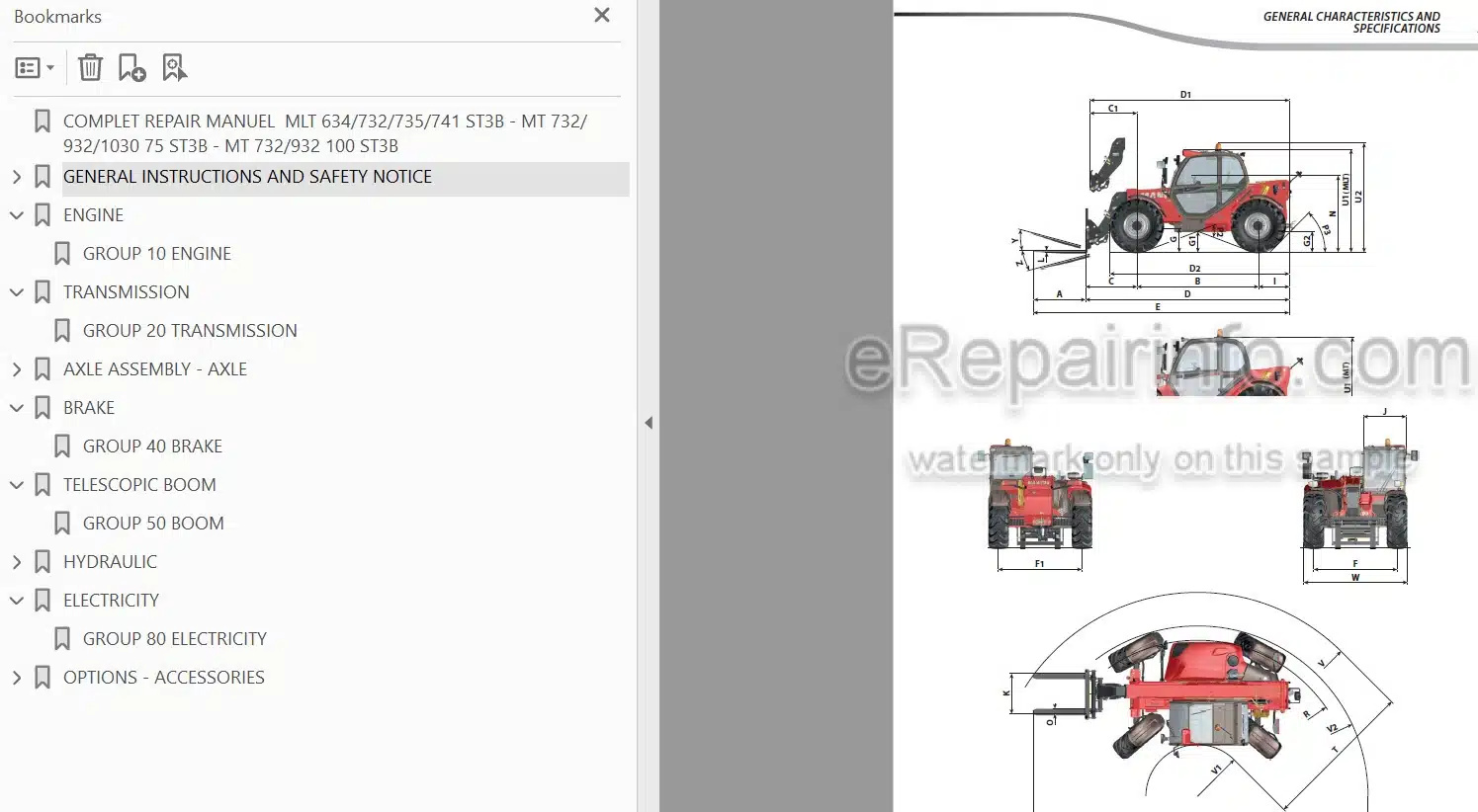 Photo 4 - Manitou MLT634-120 MLT732-100D MLT735-100 MLT735-120 MLT741-100 MLT741-120 MT732 MT932 MT1030 MT732 MT932 Repair Manual Telescopic Handler