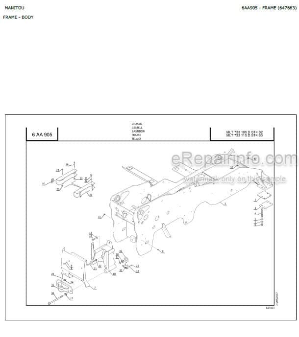 Photo 4 - Manitou MLT635-130PS MLT737-130PS MLT733-105D MLT733-115D ST4 S3 TRACT LSU Parts Catalog Telescopic Handler