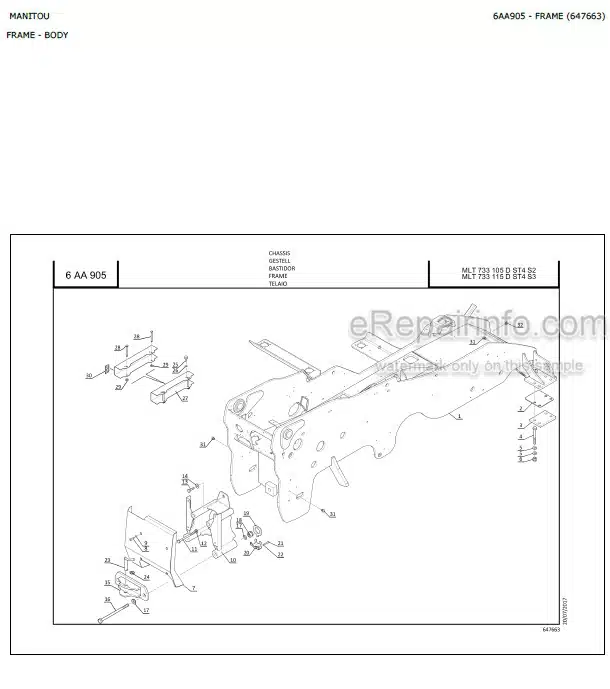 Photo 4 - Manitou MLT635-130PS MLT737-130PS MLT733-105D MLT733-115D ST4 S3 TRACT LSU Parts Catalog Telescopic Handler