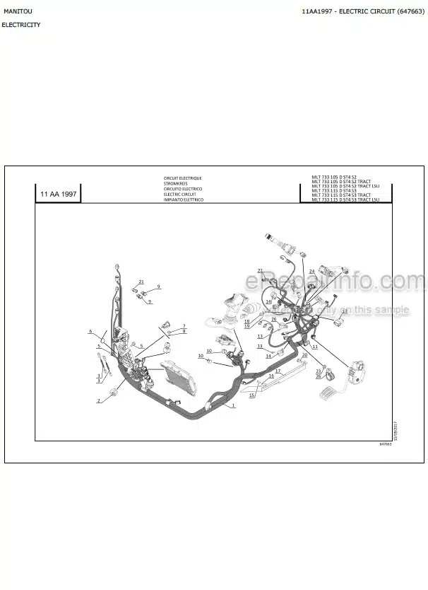 Photo 2 - Manitou MLT635-130PS MLT737-130PS MLT733-105D MLT733-115D ST4 S3 TRACT LSU Parts Catalog Telescopic Handler