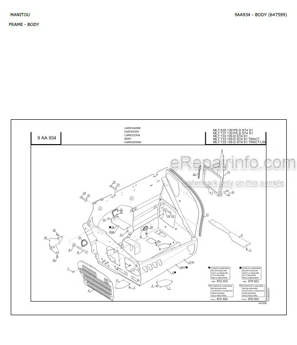 Photo 4 - Manitou MLT635-130 MLT733-105 MLT737-130 D ST4 S1 Parts Catalog Telescopic Handler