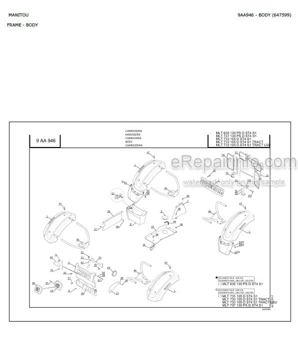 Photo 3 - Manitou MLT635-130 MLT733-105 MLT737-130 D ST4 S1 Parts Catalog Telescopic Handler