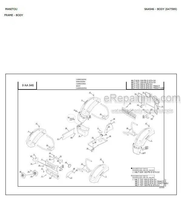 Photo 3 - Manitou MLT635-130 MLT733-105 MLT737-130 D ST4 S1 Parts Catalog Telescopic Handler