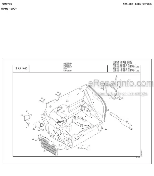 Photo 4 - Manitou MLT635-130 MLT733-105 MLT733-115D D ST4 S2 Parts Catalog Telescopic Handler