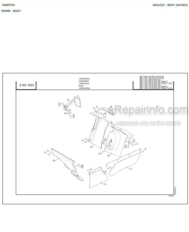 Photo 8 - Manitou MLT635-130 MLT733-105 MLT733-115D D ST4 S2 Parts Catalog Telescopic Handler