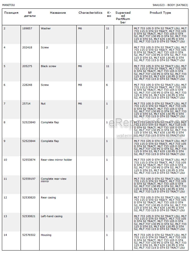Photo 5 - Manitou MLT635-130 MLT733-105 MLT733-115D D ST4 S2 Parts Catalog Telescopic Handler