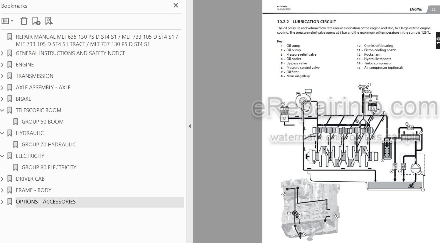 Photo 4 - Manitou MLT635-130PS MLT733-105D MLT737-130PS Repair Manual Telescopic Handler