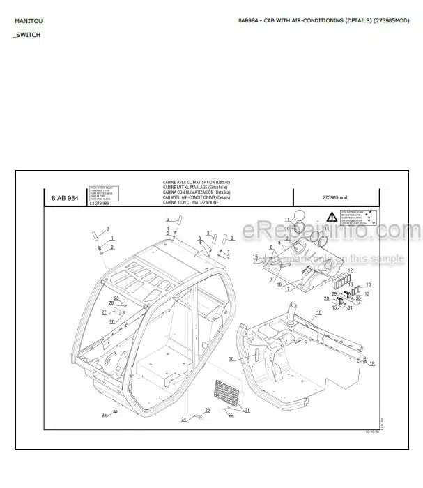 Photo 7 - Manitou MT1440H MT1840H MT1440HA MT1840HA E3 Repair Manual Telescopic Handler