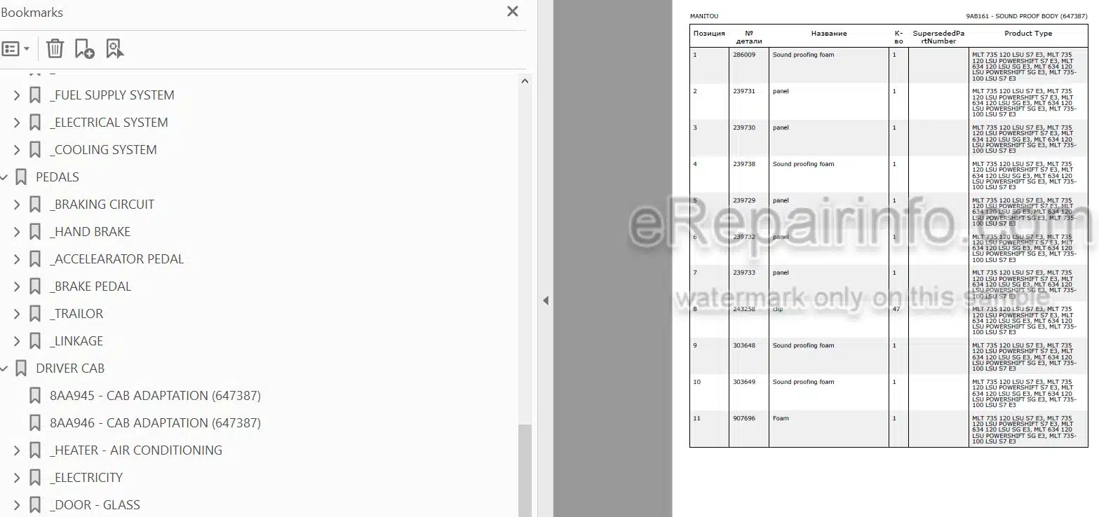 Photo 3 - Manitou MLT735-100LSU MLT735-120LSU S7 E3 Parts Catalog Telescopic Handler