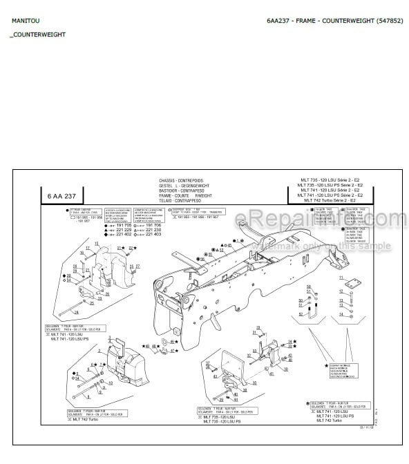 Photo 6 - Manitou MLT735-120LSU MLT741-120LSU MLT742 MLT1035L Parts Catalogue Telescopic Handler