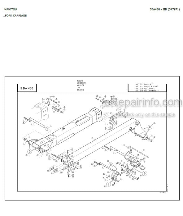 Photo 4 - Manitou MLT735-120LSU MLT741-120LSU MLT742 MLT1035L Parts Catalogue Telescopic Handler
