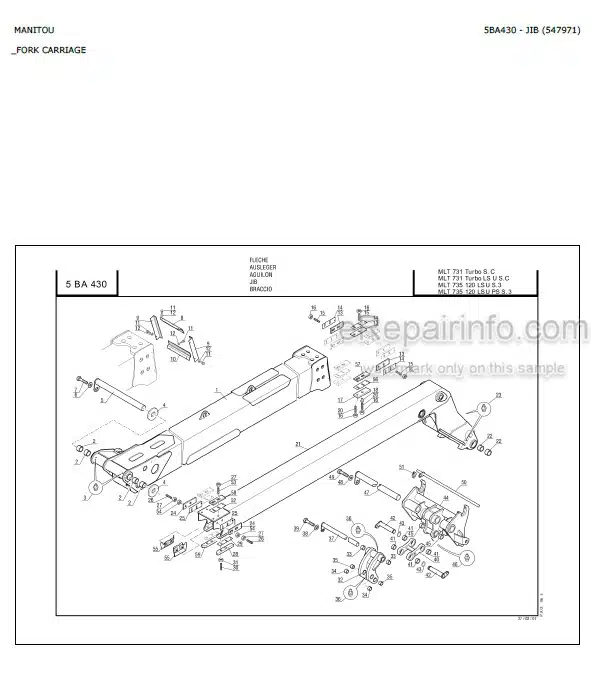Photo 4 - Manitou MLT735-120LSU MLT741-120LSU MLT742 MLT1035L Parts Catalogue Telescopic Handler