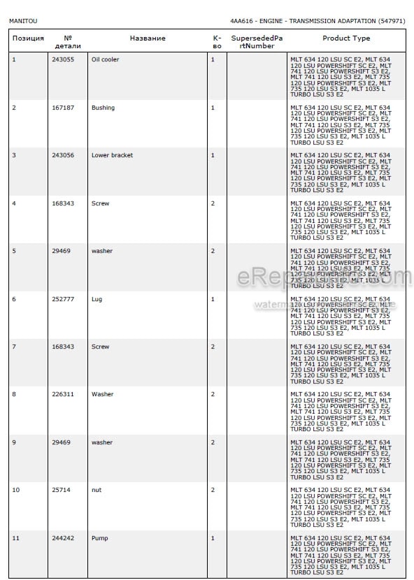 Photo 5 - Manitou MLT735-120LSU MLT741-120LSU MLT742 MLT1035L Parts Catalogue Telescopic Handler