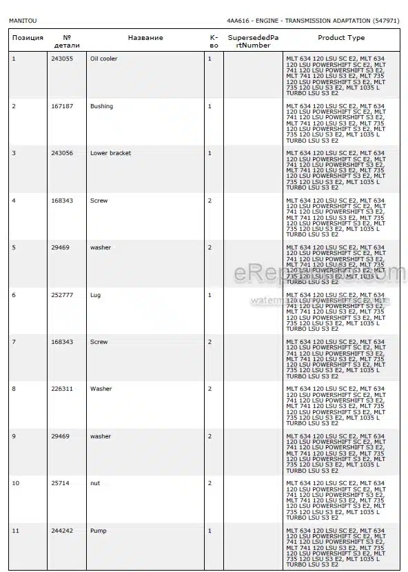 Photo 5 - Manitou MLT735-120LSU MLT741-120LSU MLT742 MLT1035L Parts Catalogue Telescopic Handler