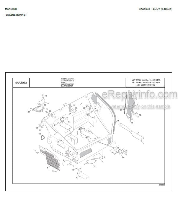Photo 4 - Manitou MLT735H-100 MLT741H-100 MLT741H-120 MLT940H-120 MLT935H-100 ST3B Parts Catalog Telescopic Handler
