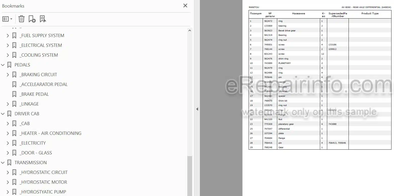 Photo 5 - Manitou MLT735H-100 MLT741H-100 MLT741H-120 MLT940H-120 MLT935H-100 ST3B Parts Catalog Telescopic Handler