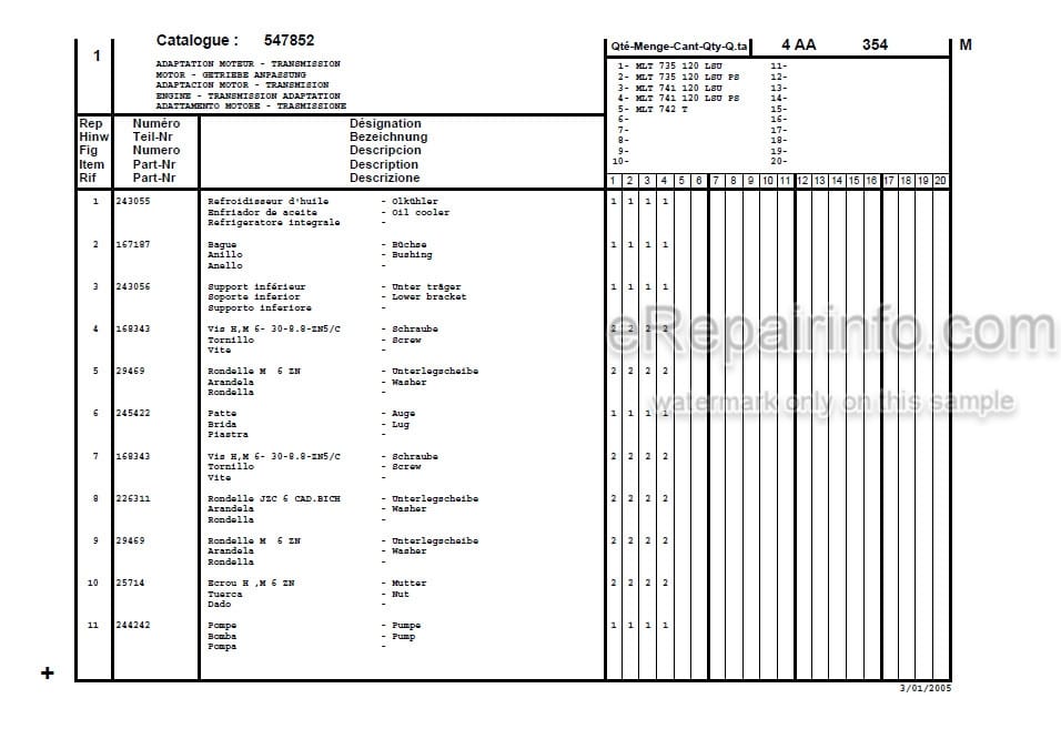 Photo 3 - Manitou MLT735-120 MLT741-120 MLT742 LSU PS Serie 2-E2 Parts Catalog Telescopic Handler