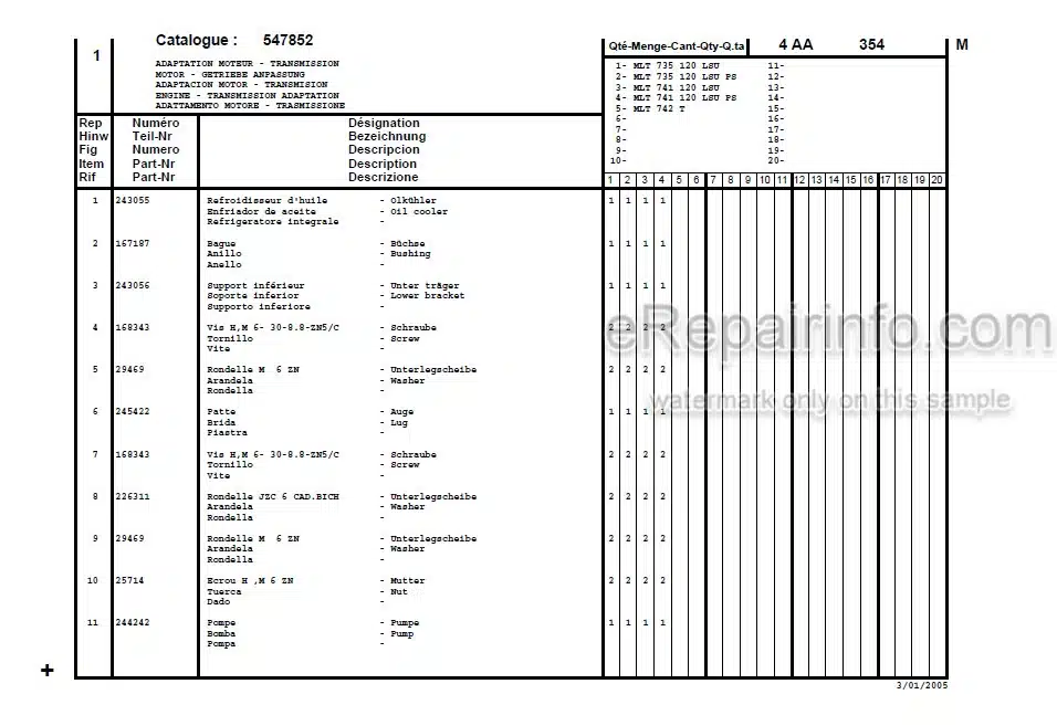 Photo 3 - Manitou MLT735-120 MLT741-120 MLT742 LSU PS Serie 2-E2 Parts Catalog Telescopic Handler