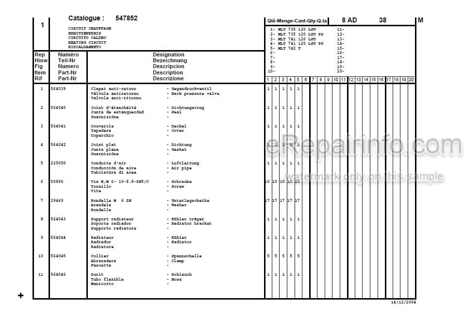 Photo 5 - Manitou MLT735-120 MLT741-120 MLT742 LSU PS Serie 2-E2 Parts Catalog Telescopic Handler