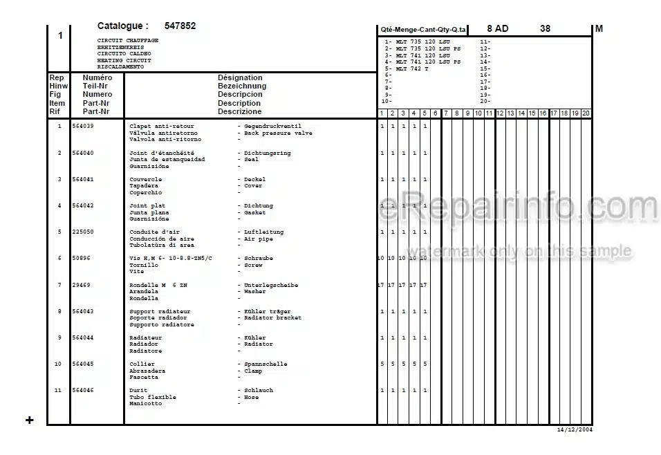 Photo 5 - Manitou MLT735-120 MLT741-120 MLT742 LSU PS Serie 2-E2 Parts Catalog Telescopic Handler