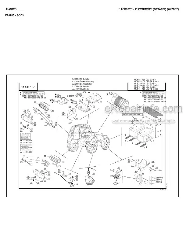 Photo 6 - Manitou MLT735 MLT735-120 MLT741 MLT741-120 MLT1035L LSU S6 E3 Parts Catalog Telescopic Handler