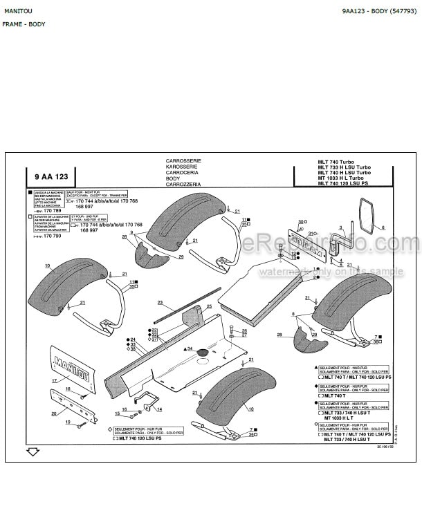 Photo 4 - Manitou MLT740 MLT733H MLT740H MT1033HL Parts Catalog Telescopic Handler