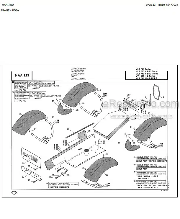 Photo 4 - Manitou MLT740 MLT733H MLT740H MT1033HL Parts Catalog Telescopic Handler