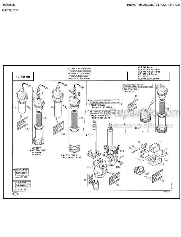 Photo 7 - Manitou MLT740 MLT733H MLT740H MT1033H MT1030S MLT740-120 LSU PS Turbo Parts Catalog Telescopic Handler
