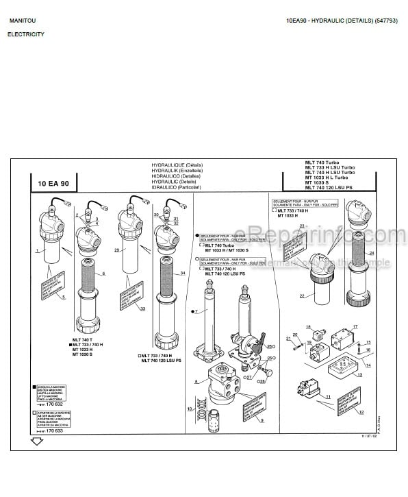 Photo 7 - Manitou MLT630 MLT731 MLT634 MLT731 MLT630-120 MLT634-120 MT732 MT932 LSU PS SB E2 Parts Catalog Telescopic Handler