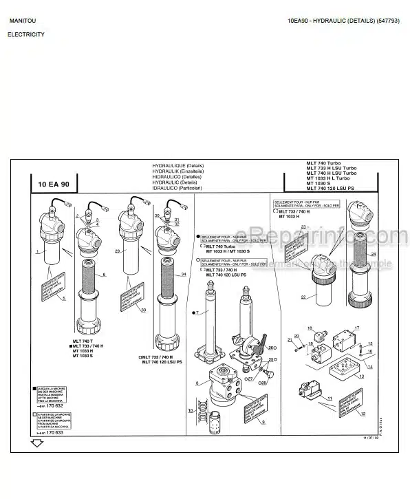 Photo 7 - Manitou MLT630 MLT731 MLT634 MLT731 MLT630-120 MLT634-120 MT732 MT932 LSU PS SB E2 Parts Catalog Telescopic Handler