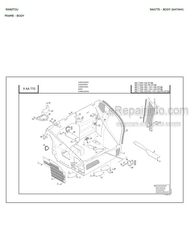 Photo 4 - Manitou MLT741-100 MLT741-120 PS ST3B Parts Catalog Telescopic Handler