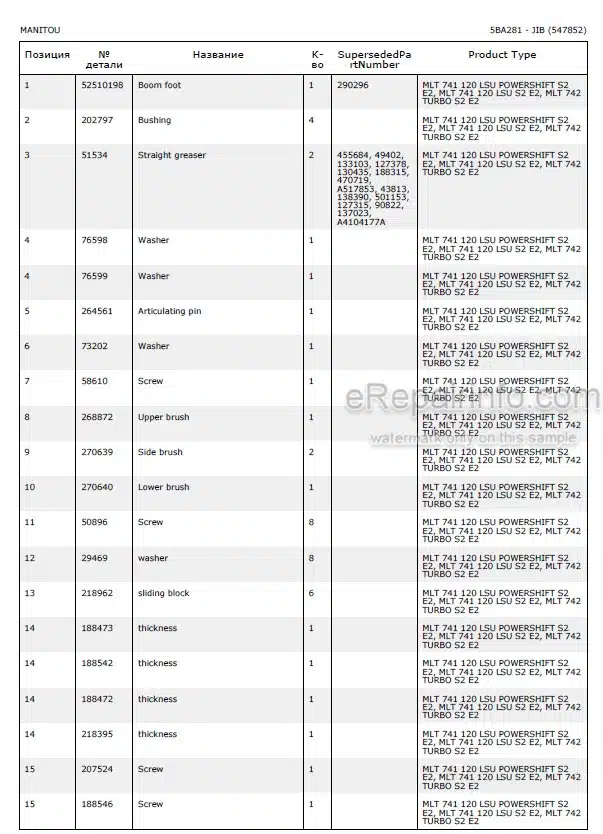 Photo 5 - Manitou MLT741-120 MLT742 LSU PS Serie 2 E2 Parts Catalog Telescopic Handler
