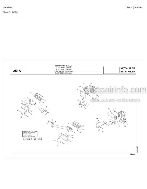 Photo 3 - Manitou MLT741H MLT940H LSU Parts Catalog Telescopic Handler